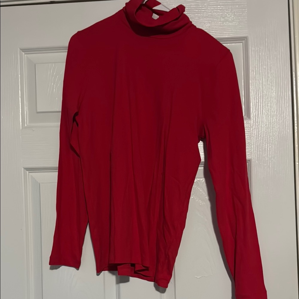 Red Turtleneck Long Sleeve Top